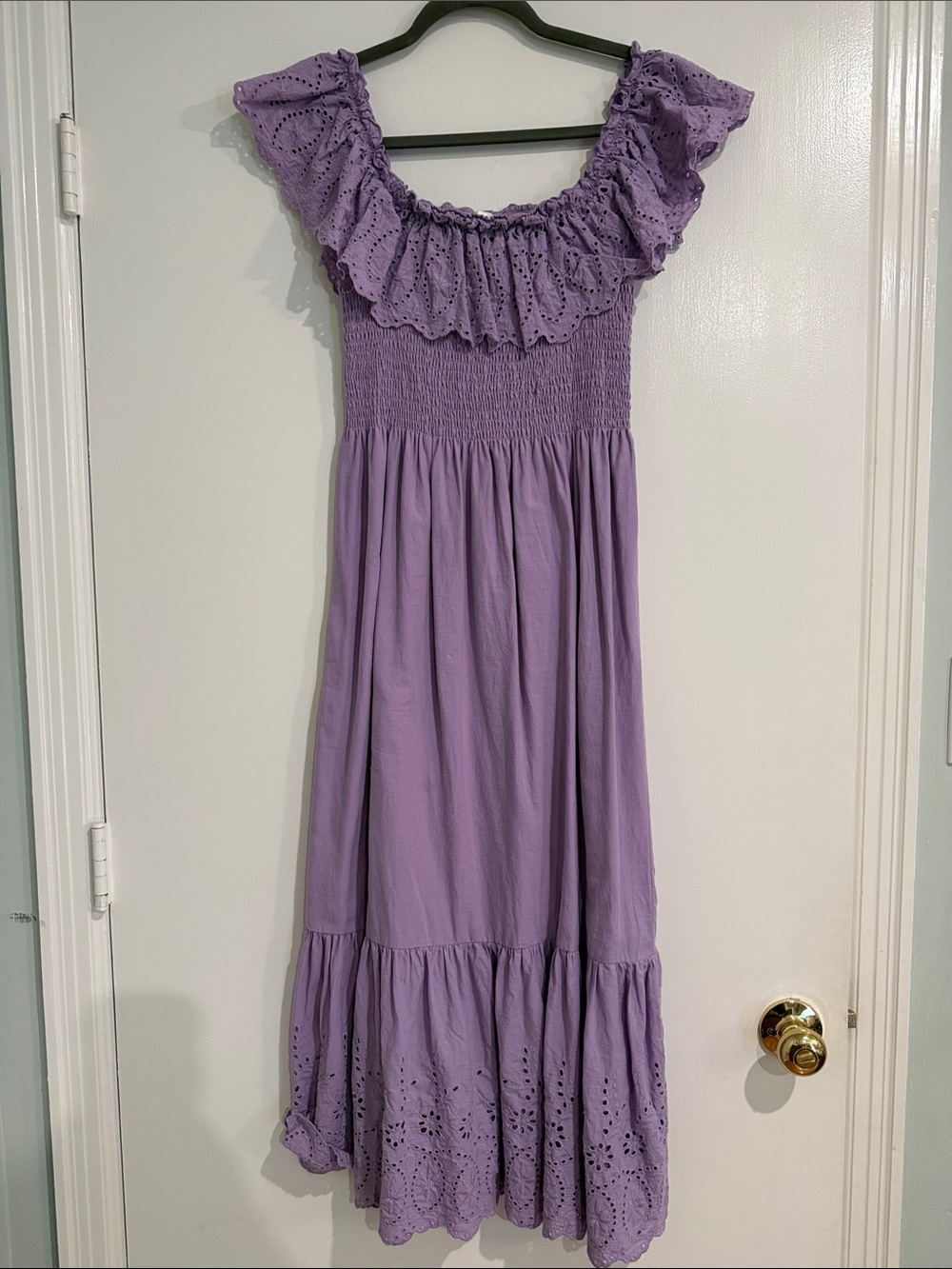 Sugarlips Lavender Eyelet Ruffle Midi Dress